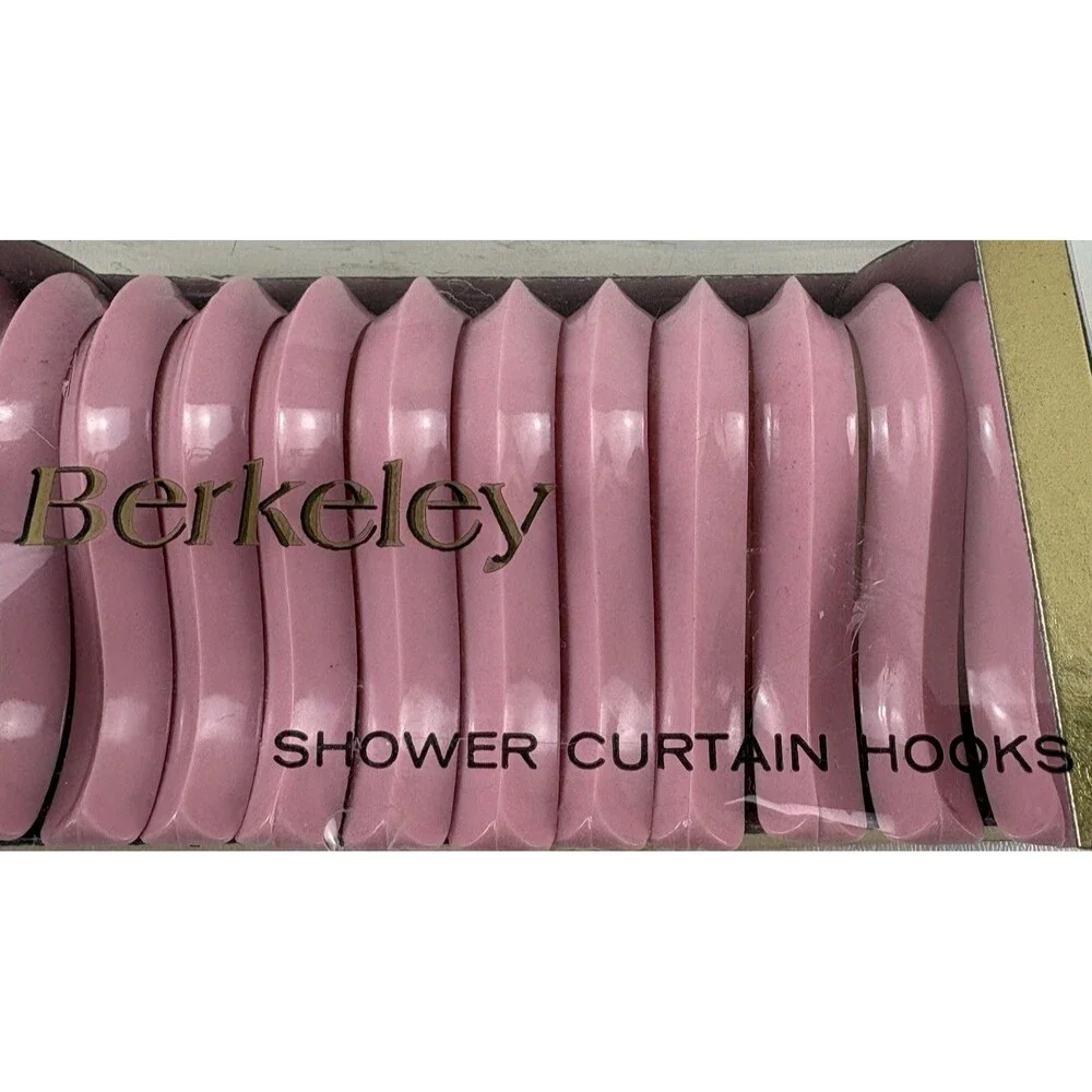 VTG Berkeley Pink Shower Curtain Hooks NOS Set of 12 Plastic Retro Bathroom NIP
